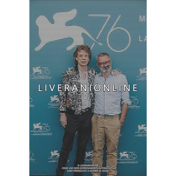 Mick Jagger and Giuseppe Capotondi attend "The Burnt Orange Heresy" photocall during the 76th Venice Film Festival at Sala Grande on September 07, 2019 in Venice, Italy. - 76ma Mostra Internazionale d’Arte Cinematografica Venezia 07.09.2019 ©Alessio marini / AGENZIA ALDO LIVERANI SAS