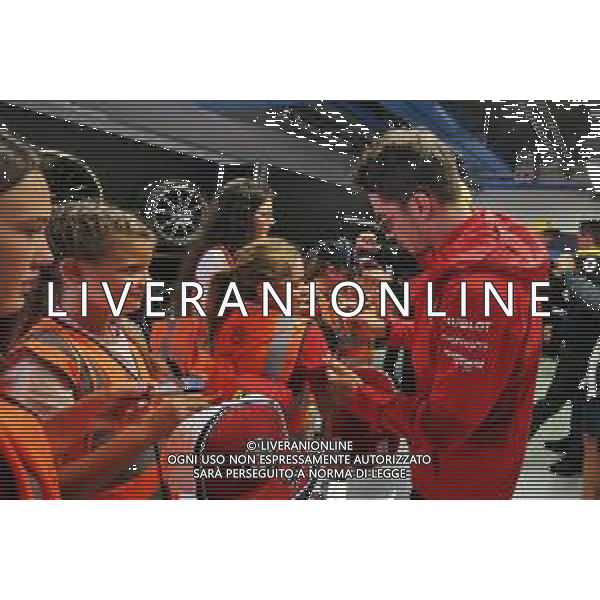 Charles Leclerc (MON) Ferrari with grid kids on the drivers parade. 08.09.2019. Formula 1 World Championship, Rd 14, Italian Grand Prix, Monza, Italy, Race Day. AG ALDO LIVERANI SAS-ONLY ITALY
