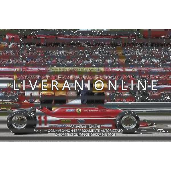 Jody Scheckter (RSA) with his 1979 Ferrari 312T4, his mechanics, and Piero Ferrari (ITA) Ferrari Vice-President. 08.09.2019. Formula 1 World Championship, Rd 14, Italian Grand Prix, Monza, Italy, Race Day. AG ALDO LIVERANI SAS-ONLY ITALY