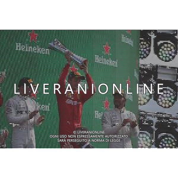 1st place for Charles Leclerc (MON) Ferrari SF90, 2nd for Valtteri Bottas (FIN) Mercedes AMG F1 W10 and 3rd for Lewis Hamilton (GBR) Mercedes AMG F1 W10. 08.09.2019. Formula 1 World Championship, Rd 14, Italian Grand Prix, Monza, Italy, Race Day. / AGENZIA ALDO LIVERANI SAS - ITALY ONLY EDITORIAL USE ONLY - Gp F1 Italia Gara Monza 08.09.2019
