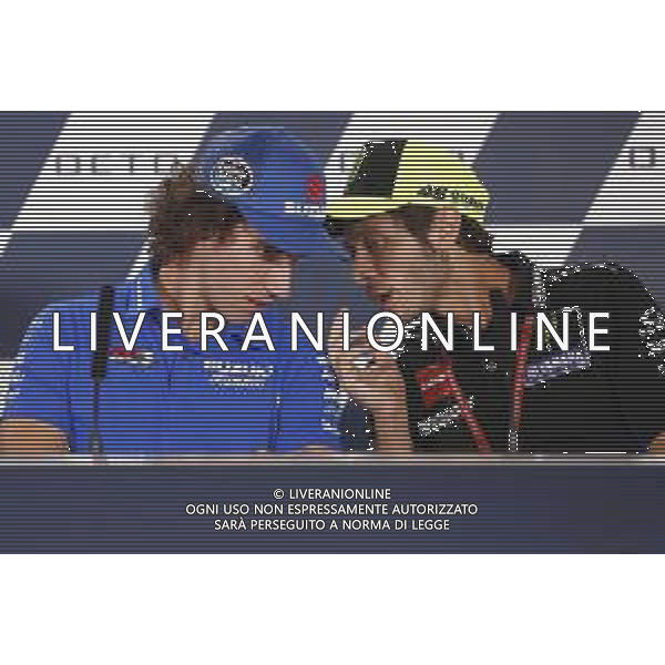 MotoGP 12/09/2019 - Gran Premio OCTO di San Marino e della Riviera di Rimini al Misano World Circuit Marco Simoncelli. nella foto:Valentino Rossi (MONSTER ENERGY YAMAHA MotoGP) Alex Rins (TEAM SUZUKI ECSTAR) in conferenza stampa ©Claudio Zamagni/Agenzia Aldo Liverani s.a.s. Valentino Rossi (MONSTER ENERGY YAMAHA MotoGP) Alex Rins (TEAM SUZUKI ECSTAR)during press conference before Gran Prix OCTO of San Marino and Rimini at Misano World Circuit Marco Simoncelli 09 september 2019. photo credit: Claudio Zamagni/Aldo Liverani Photo Agency / AGENZIA ALDO LIVERANI SAS