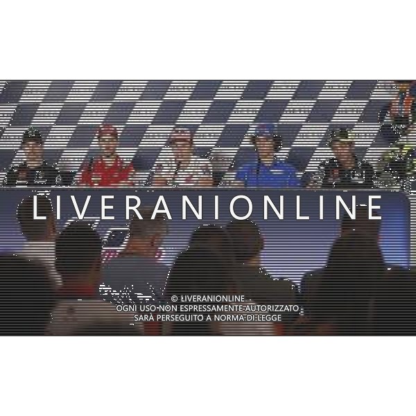 MotoGP 12/09/2019 - Gran Premio OCTO di San Marino e della Riviera di Rimini al Misano World Circuit Marco Simoncelli. nella foto: Maverick Vinales (MONSTER ENERGY YAMAHA MotoGP) Andrea Dovizioso (DUCATI TEAM) Marc Marquez (HONDA HRC TEAM) Alex Rins (TEAM SUZUKI ECSTAR) Valentino Rossi (MONSTER ENERGY YAMAHA MotoGP) in conferenza stampa ©Claudio Zamagni/Agenzia Aldo Liverani s.a.s. Maverick Vinales (MONSTER ENERGY YAMAHA MotoGP) Andrea Dovizioso (DUCATI TEAM) Marc Marquez (HONDA HRC TEAM) Alex Rins (TEAM SUZUKI ECSTAR) Valentino Rossi (MONSTER ENERGY YAMAHA MotoGP) during press conference before Gran Prix OCTO of San Marino and Rimini at Misano World Circuit Marco Simoncelli 09 september 2019. photo credit: Claudio Zamagni/Aldo Liverani Photo Agency / AGENZIA ALDO LIVERANI SAS