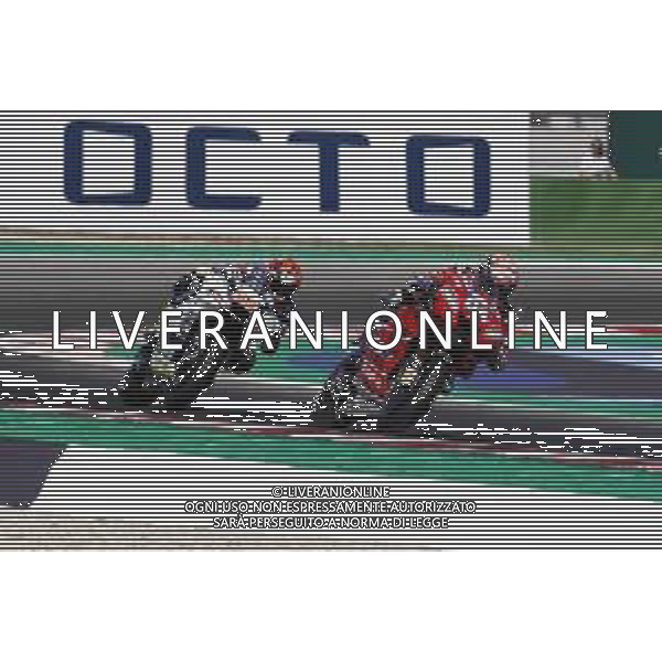 MotoGP 13/09/2019 - Gran Premio OCTO di San Marino e della Riviera di Rimini al Misano World Circuit Marco Simoncelli. nella foto: Andrea Dovizioso (DUCATI TEAM) Tito Rabat (REALE AVINTIA RACING) ©Claudio Zamagni/Agenzia Aldo Liverani s.a.s. Andrea Dovizioso (DUCATI TEAM) Tito Rabat (REALE AVINTIA RACING) during Gran Prix OCTO of San Marino and Rimini at Misano World Circuit Marco Simoncelli 13 september 2019. photo credit by Claudio Zamagni/Aldo Liverani Photo Agency / AGENZIA ALDO LIVERANI SAS