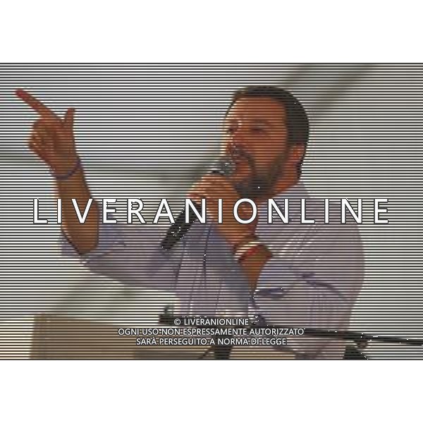 Matteo Salvini al raduno Lega Giovani a Pontida Raduno Nazionale Lega e Lega Giovani a Pontida (BG) 14.09.2019 Nella Foto: Matteo Salvini Ph.Soli-Ag. Aldo Liverani / AGENZIA ALDO LIVERANI SAS