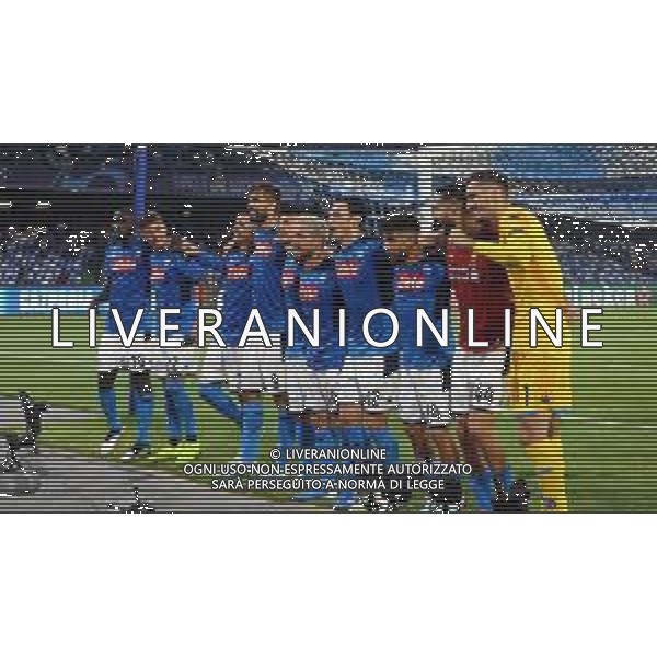 NAPOLI - LIVERPOOL UEFA CHAMPIONS LEAGUE 17.09.2019 NELLA FOTO: ESULTANZA DEI GIOCATORI DEL NAPOLI A FINE GARA © MOSCA / AGENZIA ALDO LIVERANI SAS