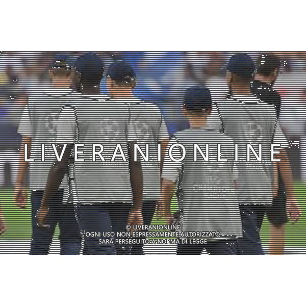 Milano 17-09-2019 Stadio Giuseppe Meazza - San Siro UEFA Champions League fase a gironi 1° giornata gruppo F Inter vs Slavia Praga nella foto i bambini che sventolano il telo con lo stemma al centro del campo durante l\'inno della Champions League foto Roberto Garavaglia - ag. Aldo Liverani sas / AGENZIA ALDO LIVERANI SAS