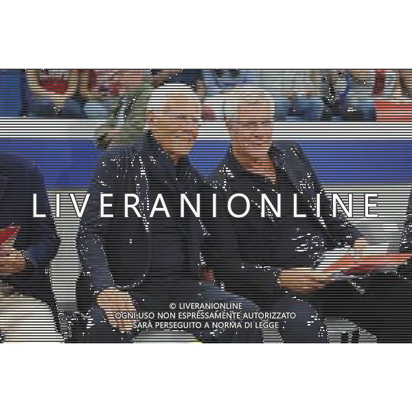 Milano 19-09-2019 Allianz Cloud - PalaLido amichevole precampionato Olimpia Milano vs Urania Milano nella foto Giorgio Armani SX proprietario Olimpia Milano e Pantaleo Dell\'Orco DX presidente Olimpia Milano foto Roberto Garavaglia - ag. Aldo Liverani sas