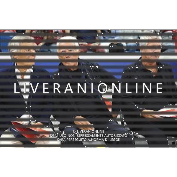 Milano 19-09-2019 Allianz Cloud - PalaLido amichevole precampionato Olimpia Milano vs Urania Milano nella foto Giorgio Armani proprietario Olimpia Milano e sulla DX Pantaleo Dell\'Orco presidente Olimpia Milano foto Roberto Garavaglia - ag. Aldo Liverani sas