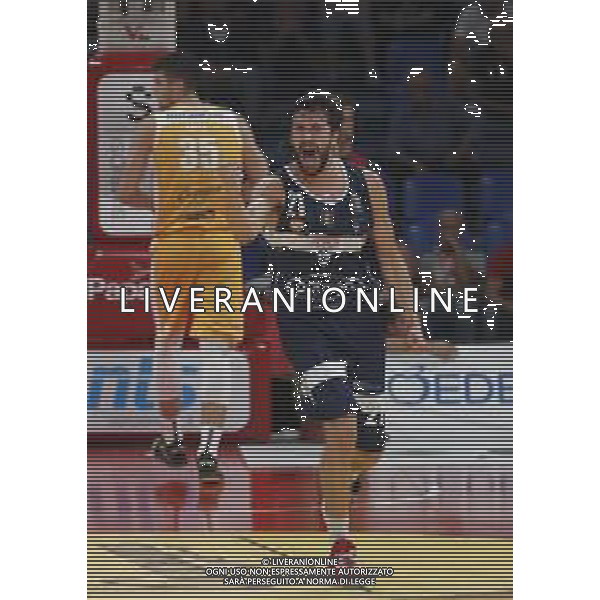 Carpegna Prosciutto Basket Pesaro vs Pompea Fortitudo Bologna Campionato di Basket Serie A 24/09/2019 nella foto: Esultanza Fantinelli Matteo(Pompea Fortitudo Bologna) ©Claudio Zamagni/Agenzia Aldo Liverani exultation of Fantinelli Matteo(Pompea Fortitudo Bologna) during Italian Serie A Basketball match between Carpegna Prosciutto Basket Pesaro and and Pompea Fortitudo Bologna at Vitrifrigo Arena in Pesaro on September 24 2019 photo credit by Claudio Zamagni/Aldo Liverani Photo Agency / AGENZIA ALDO LIVERANI SAS