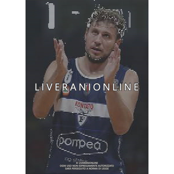 Carpegna Prosciutto Basket Pesaro vs Pompea Fortitudo Bologna Campionato di Basket Serie A 24/09/2019 nella foto: Esultanza Mancinelli Stefano(Pompea Fortitudo Bologna) ©Claudio Zamagni/Agenzia Aldo Liverani exultation of Mancinelli Stefano(Pompea Fortitudo Bologna) during Italian Serie A Basketball match between Carpegna Prosciutto Basket Pesaro and and Pompea Fortitudo Bologna at Vitrifrigo Arena in Pesaro on September 24 2019 photo credit by Claudio Zamagni/Aldo Liverani Photo Agency / AGENZIA ALDO LIVERANI SAS