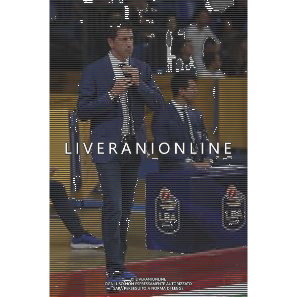 Carpegna Prosciutto Basket Pesaro vs Pompea Fortitudo Bologna Campionato di Basket Serie A 24/09/2019 nella foto: Mister Antimo Martino(Pompea Fortitudo Bologna) ©Claudio Zamagni/Agenzia Aldo Liverani Mister Antimo Martino(Pompea Fortitudo Bologna) during Italian Serie A Basketball match between Carpegna Prosciutto Basket Pesaro and and Pompea Fortitudo Bologna at Vitrifrigo Arena in Pesaro on September 24 2019 photo credit by Claudio Zamagni/Aldo Liverani Photo Agency/ AGENZIA ALDO LIVERANI SAS