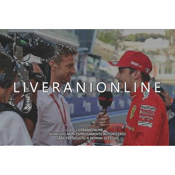 Charles Leclerc (MON) Ferrari with Jenson Button (GBR) Sky Sports F1 Presenter in qualifying parc ferme. 28.09.2019. Formula 1 World Championship, Rd 16, Russian Grand Prix, Sochi Autodrom, Sochi, Russia, Qualifying Day. AG ALDO LIVERANI SAS-ONLY ITALY