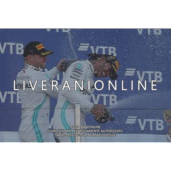 Valtteri Bottas (FIN) Mercedes AMG F1 W10 and Lewis Hamilton (GBR) Mercedes AMG F1 W10. 29.09.2019. Formula 1 World Championship, Rd 16, Russian Grand Prix, Sochi Autodrom, Sochi, Russia, Race Day. / AGENZIA ALDO LIVERANI SAS - ITALY ONLY EDITORIAL USE ONLY - Gp F1 Gara Russia Sochi 29.09.2019