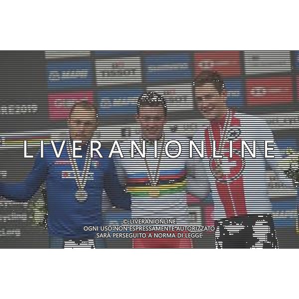 29-09-2019 World Championships Elite; 2019, Trek - Segafredo; 2019, Mitchelton - Scott; 2019, Groupama - Fdj; Pedersen, Mads; Trentin, Matteo; Kung, Stefan; Harrogate; - mondiali ciclismo ©SIROTTI / AGENZIA ALDO LIVERANI SAS