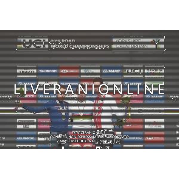 29-09-2019 World Championships Elite; 2019, Trek - Segafredo; 2019, Mitchelton - Scott; 2019, Groupama - Fdj; Pedersen, Mads; Trentin, Matteo; Kung, Stefan; Harrogate; - mondiali ciclismo ©SIROTTI / AGENZIA ALDO LIVERANI SAS