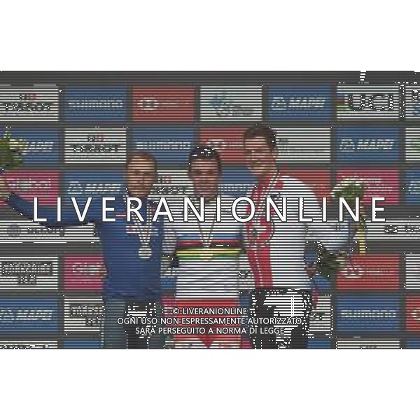 29-09-2019 World Championships Elite; 2019, Trek - Segafredo; 2019, Mitchelton - Scott; 2019, Groupama - Fdj; Pedersen, Mads; Trentin, Matteo; Kung, Stefan; Harrogate; - mondiali ciclismo ©SIROTTI / AGENZIA ALDO LIVERANI SAS