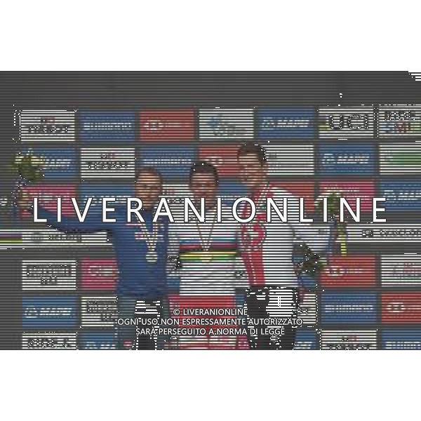 29-09-2019 World Championships Elite; 2019, Trek - Segafredo; 2019, Mitchelton - Scott; 2019, Groupama - Fdj; Pedersen, Mads; Trentin, Matteo; Kung, Stefan; Harrogate; - mondiali ciclismo ©SIROTTI / AGENZIA ALDO LIVERANI SAS