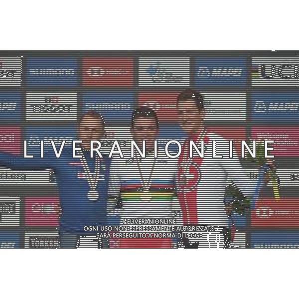 29-09-2019 World Championships Elite; 2019, Trek - Segafredo; 2019, Mitchelton - Scott; 2019, Groupama - Fdj; Pedersen, Mads; Trentin, Matteo; Kung, Stefan; Harrogate; - mondiali ciclismo ©SIROTTI / AGENZIA ALDO LIVERANI SAS