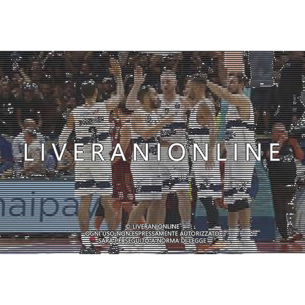 Fortitudo Bologna - Umana Reyer Basket Venezia Campionato di Basket Serie A 29/09/2019 nella foto: Esultanza fortitudo ©Claudio Zamagni/Agenzia Aldo Liverani exultation of fortitudo during Italian Serie A Basketball match between Pompea Fortitudo Bologna and Umana Reyer Basket Venezia at Paladozza Arena in Bologna on September 29 2019 photo credit by Claudio Zamagni/Aldo Liverani Photo Agency / AGENZIA ALDO LIVERANI SAS