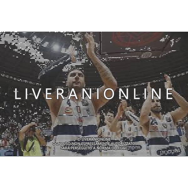 Fortitudo Bologna - Umana Reyer Basket Venezia Campionato di Basket Serie A 29/09/2019 nella foto: Esultanza Aradori Pietro(Pompea Fortitudo Bologna) ©Claudio Zamagni/Agenzia Aldo Liverani exultation of Aradori Pietro(Pompea Fortitudo Bologna) during Italian Serie A Basketball match between Pompea Fortitudo Bologna and Umana Reyer Basket Venezia at Paladozza Arena in Bologna on September 29 2019 photo credit by Claudio Zamagni/Aldo Liverani Photo Agency/ AGENZIA ALDO LIVERANI SAS