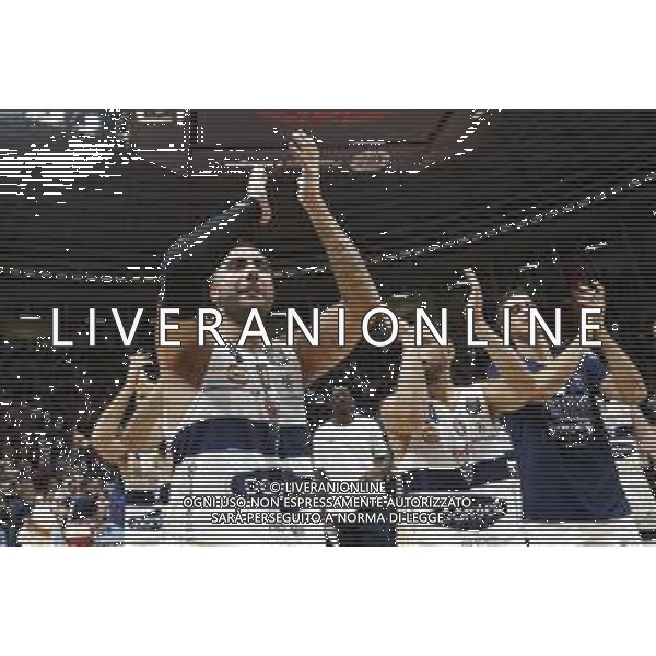 Fortitudo Bologna - Umana Reyer Basket Venezia Campionato di Basket Serie A 29/09/2019 nella foto: Esultanza fortitudo Aradori Pietro ©Claudio Zamagni/Agenzia Aldo Liverani exultation of fortitudo during Italian Serie A Basketball match between Pompea Fortitudo Bologna and Umana Reyer Basket Venezia at Paladozza Arena in Bologna on September 29 2019 photo credit by Claudio Zamagni/Aldo Liverani Photo Agency/ AGENZIA ALDO LIVERANI SAS