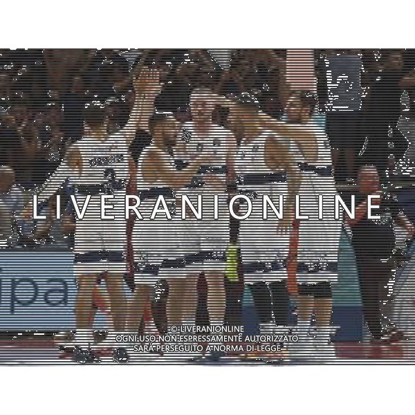 Fortitudo Bologna - Umana Reyer Basket Venezia Campionato di Basket Serie A 29/09/2019 nella foto: esultanza fortitudo ©Claudio Zamagni/Agenzia Aldo Liverani exultation of fortitudo during Italian Serie A Basketball match between Pompea Fortitudo Bologna and Umana Reyer Basket Venezia at Paladozza Arena in Bologna on September 29 2019 photo credit by Claudio Zamagni/Aldo Liverani Photo Agency/ AGENZIA ALDO LIVERANI SAS