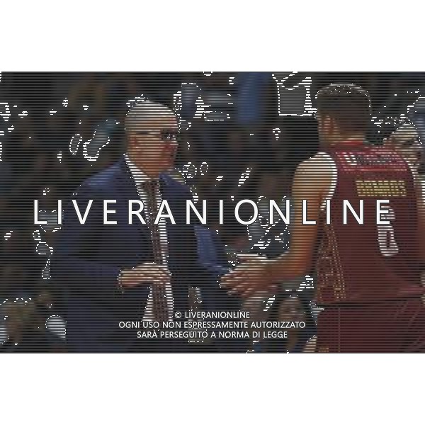 Fortitudo Bologna - Umana Reyer Basket Venezia Campionato di Basket Serie A 29/09/2019 nella foto: Mister De Raffaele Walter(Umana Reyer Basket Venezia) Bramos Michael(Umana Reyer Basket Venezia) ©Claudio Zamagni/Agenzia Aldo Liverani Mister De Raffaele Walter(Umana Reyer Basket Venezia) Bramos Michael(Umana Reyer Basket Venezia)during Italian Serie A Basketball match between Pompea Fortitudo Bologna and Umana Reyer Basket Venezia at Paladozza Arena in Bologna on September 29 2019 photo credit by Claudio Zamagni/Aldo Liverani Photo Agency/ AGENZIA ALDO LIVERANI SAS