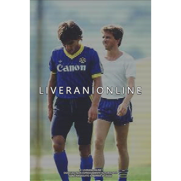CALCIO VERONA 1985/1986 NELLA FOTO BENIAMINO VIGNOLA CON GIUSEPPE GALDERISI AGENZIA ALDO LIVERANI