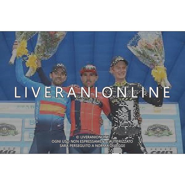 06-10-2019 Gp Beghelli; 2019, Bahrain - Merida; 2019, Movistar; 2019, Mitchelton - Scott; Colbrelli, Sonny; Valverde, Alejandro; Haig, Jack; Monteveglio; ©SIROTTI / AGENZIA ALDO LIVERANI SAS