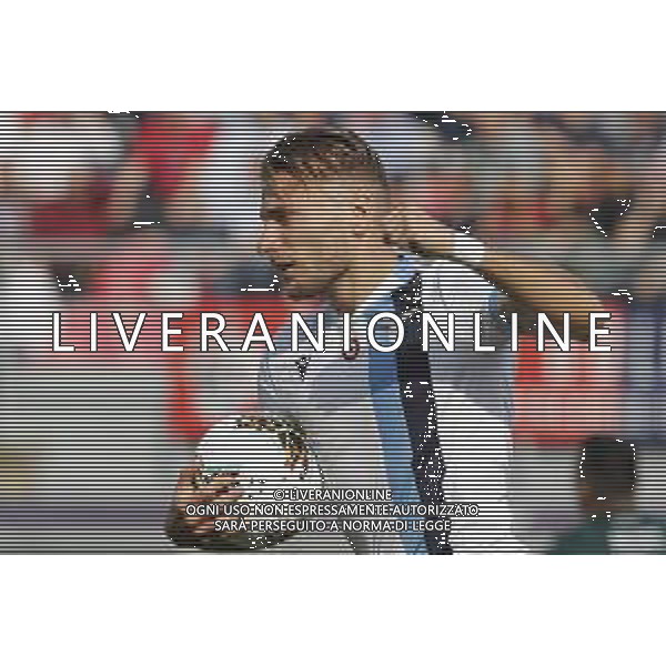 Bologna - Lazio Campionato di Calcio Serie A TIM 06/10/2019 nella foto: Immobile Ciro (s.s.lazio) esultanza ©Claudio Zamagni/Agenzia Aldo Liverani Immobile Ciro (s.s.lazio) during Italian Serie A soccer match between BOLOGNA F.C. and S.S. LAZIO at Renato Dall\'Ara Stadium in Bologna on October 06 2019 photo credit by Claudio Zamagni/Aldo Liverani Photo Agency/ AGENZIA ALDO LIVERANI SAS