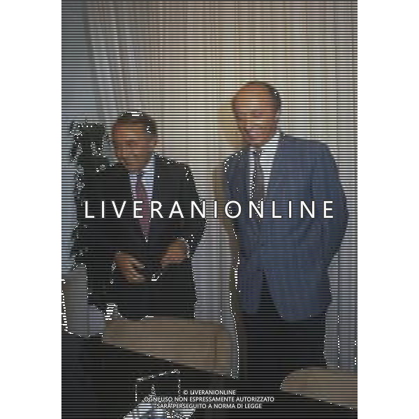 RETROSPETTIVA LUCIANO MOGGI DIRIGENTE SPORTIVO NELLA FOTO LUCIANO MOGGI CON IL PRESIDENTE DEL NAPOLI CORRADO FERLAINO AG ALDO LIVERANI SAS