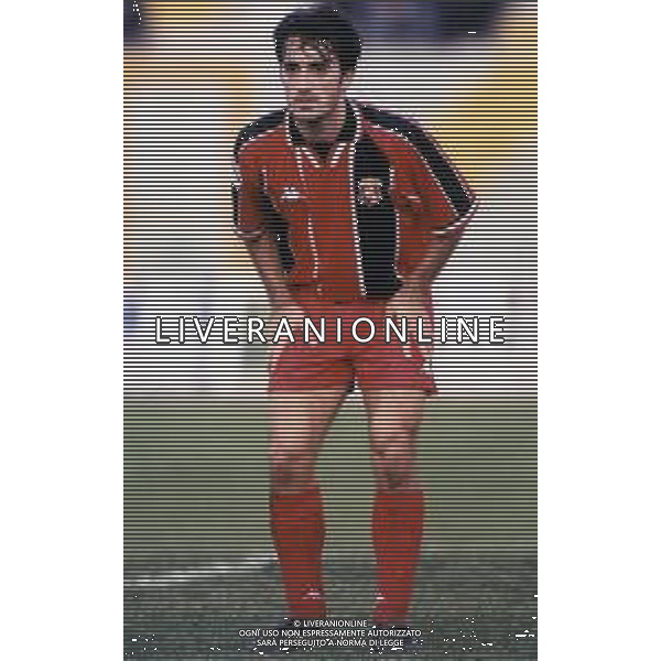 RETROSPETTIVA DAVIDE TENTONI CALCIATORE NELLA FOTO DAVIDE TENTONI CON LA MAGLIA DEL L\'ANCONA CALCIO AG ALDO LIVERANI SAS