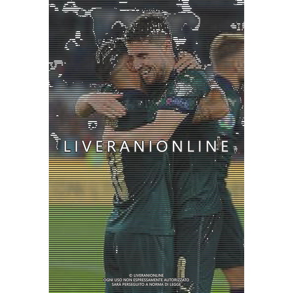 Roma 12.10.2019 Stadio Olimpico 12.10.2019 Italia vs Grecia Qualiificazioni Euro 2020 ©Viganti/Agenzia Aldo Liverani Nella foto: esultanza di jorginho e lorenzo insigne