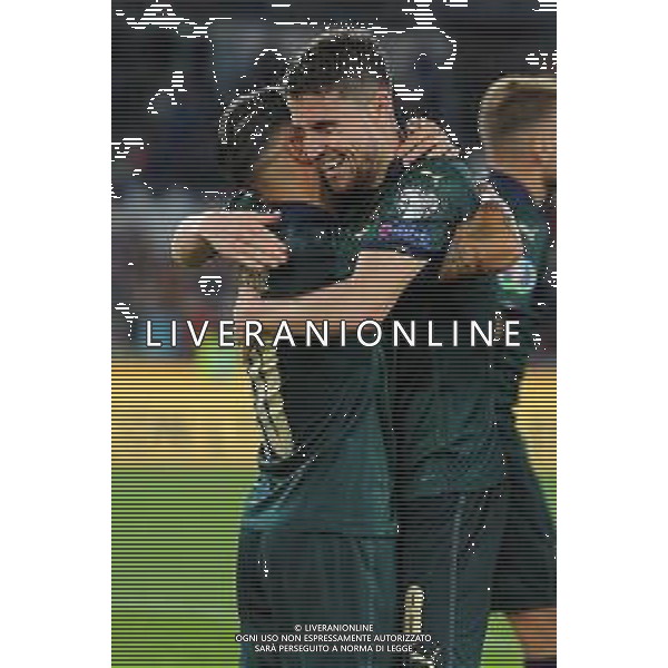 Roma 12.10.2019 Stadio Olimpico 12.10.2019 Italia vs Grecia Qualiificazioni Euro 2020 ©Viganti/Agenzia Aldo Liverani Nella foto: esultanza di jorginho e lorenzo insigne