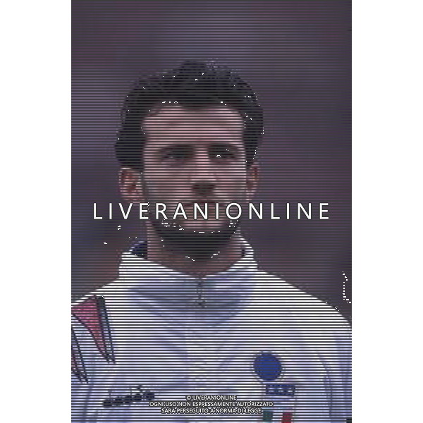 RETROSPETTIVA GIUSEPPE FAVALLI CALCIATORE 1992-1993 NELLA FOTO FAVALLI GIUSEPPE CON LA MAGLIA DELLA NAZIONALE ITALIANA AG ALDO LIVERANI SAS