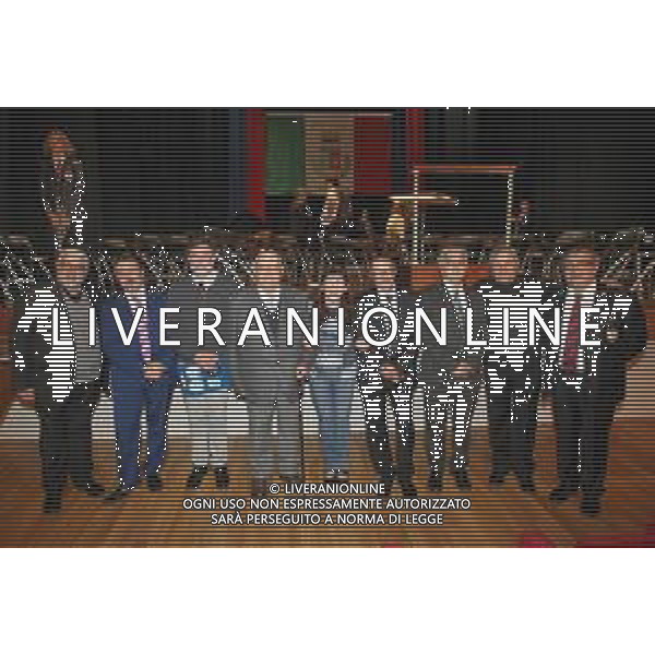 IMOLA 12 10 2019 FESTEGGIAMENTO PER PRESIDENTE ONORARIO DELLA BANDA MUSICALE CITTA\' DI IM OLA COMM ANTONIO CARANTI AL TEATRO EBE STIGNANI NELLA FOTO DA SINISTRA VESCOVO DI IMOLA GIOVANNI MOSCIATTI GIULIANNO RICCI COLONELLO FRANCO CAMAGGI COMM ANTONIO CARANTI MARIA ANGELA FATTORINI FABRIZIO BUGANI FULVIO CREUX DIRETTORE IN PASSATO DELLA FILARMONICA DEL ESERCITO ITALIANO E QUELLO DELLA GUARDIA DI FINANZA E GIAN LUCA LUPPI TUTTI MAESTRI DELLA BANDA MUSICALE DI IMOLA FOTO GIANNI SANNA-AG ALDO LIVERANI SAS