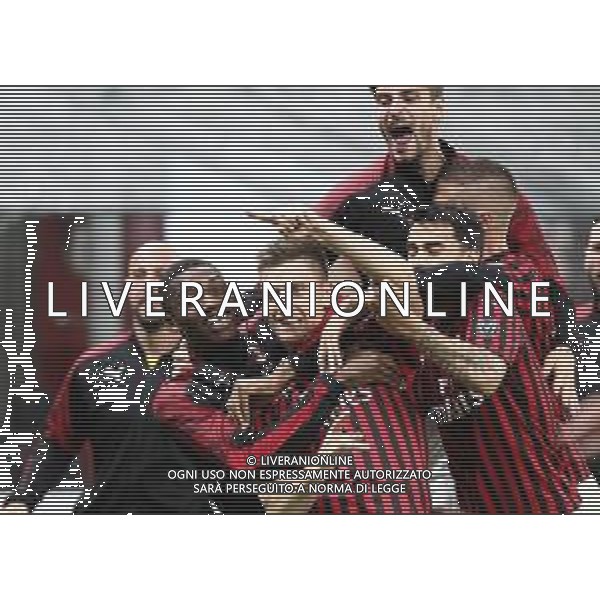 Milano 20-10-2019 Stadio Giuseppe Meazza San Siro Campionato Serie A TIM - 1° giornata Milan vs Lecce nella foto Krzystof Piatek esultanza dopo il gol - abbraccio foto Antonio Saia - Ag. Aldo Liverani sas
