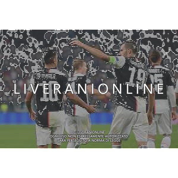 Torino 22.10.2019 Stadio Allianz Stadium Juventus vs Lokomotiv Mosca Gruppo D Giornata 3 di 6 ©Falzone/Agenzia Aldo Liverani Nella foto : Esultanza gol di Paulo Dybala-Leonardo Bonucci