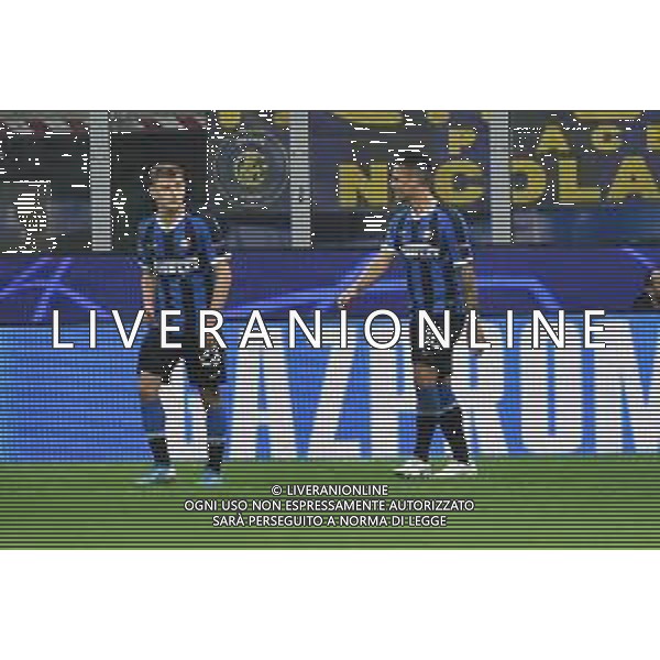Milano 23-10-2019 Stadio Giuseppe Meazza - San Siro UEFA Champions League - fase a gironi 3° giornata gruppo F Inter vs Borussia Dortmund nella foto esultanza dopo il gol di lautaro Martinez del 1 a 0 Inter con nicolo\' barella foto Roberto Garavaglia - ag. Aldo Liverani sas