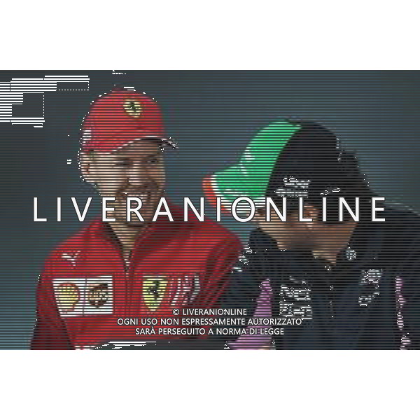 (L to R): Sebastian Vettel (GER) Ferrari with Sergio Perez (MEX) Racing Point F1 Team in the FIA Press Conference. 24.10.2019. Formula 1 World Championship, Rd 18, Mexican Grand Prix, Mexico City, Mexico, Preparation Day. AG ALDO LIVERANI SAS-ONLY ITALY