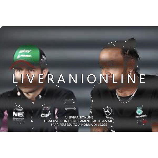 Lewis Hamilton (GBR) Mercedes AMG F1 and Lewis Hamilton (GBR) Mercedes AMG F1 in the FIA Press Conference. 24.10.2019. Formula 1 World Championship, Rd 18, Mexican Grand Prix, Mexico City, Mexico, Preparation Day. AG ALDO LIVERANI SAS-ONLY ITALY