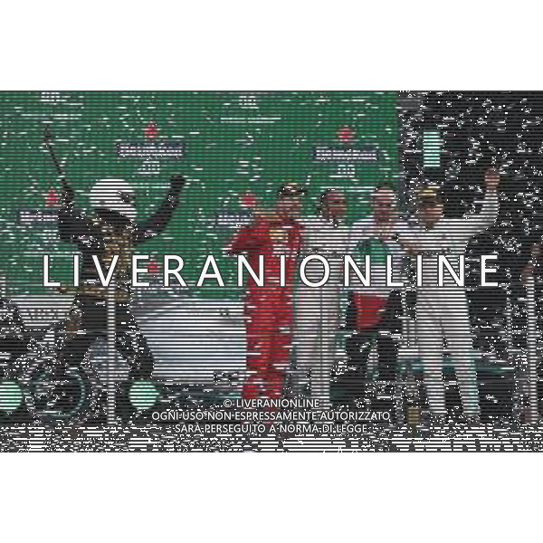 1st place Lewis Hamilton (GBR) Mercedes AMG F1 W10 2nd Sebastian Vettel (GER) Ferrari SF90 and 3rd place Valtteri Bottas (FIN) Mercedes AMG F1 W10. 27.10.2019. Formula 1 World Championship, Rd 18, Mexican Grand Prix, Mexico City, Mexico, Race Day. AG ALDO LIVERANI SAS-ONLY ITALY