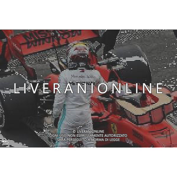 Race winner Lewis Hamilton (GBR) Mercedes AMG F1 W10 celebrates with second placed Sebastian Vettel (GER) Ferrari SF90 in parc ferme. 27.10.2019. Formula 1 World Championship, Rd 18, Mexican Grand Prix, Mexico City, Mexico, Race Day. AG ALDO LIVERANI SAS-ONLY ITALY