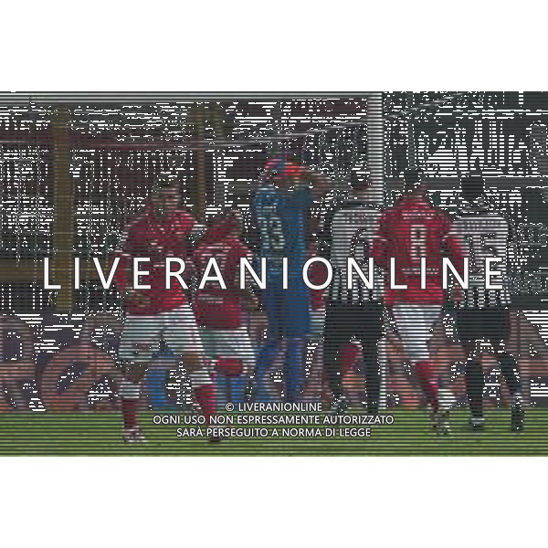 Campionato Italiano di Calcio Serie B 2019/2020 Perugia, Italia 29/10/2019 Perugia vs Ascoli Nella foto: perugia esulta 1-1 nicola leali (n.33 portiere ascoli calcio) disperato foto loris cerquiglini-alessio marini-ag aldo liverani sas