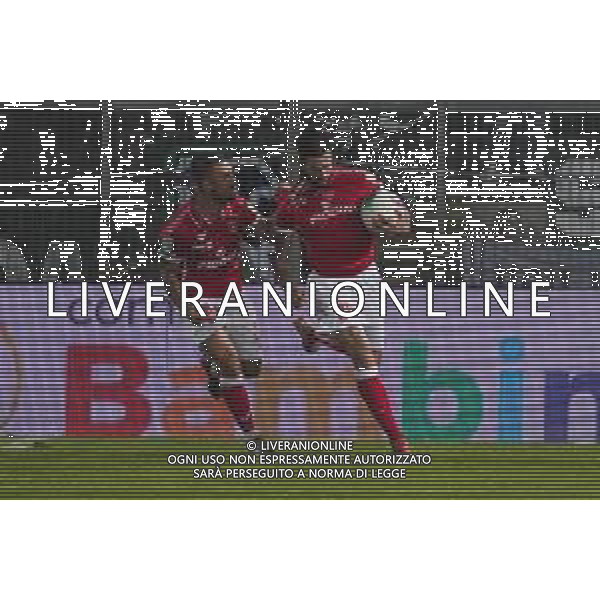 Campionato Italiano di Calcio Serie B 2019/2020 Perugia, Italia 29/10/2019 Perugia vs Ascoli Nella foto: pietro iemmello (n.9 attaccante perugia calcio) esulta 1-1 con marcello falzerano (n.23 perugia calcio) foto loris cerquiglini-alessio marini-ag aldo liverani sas