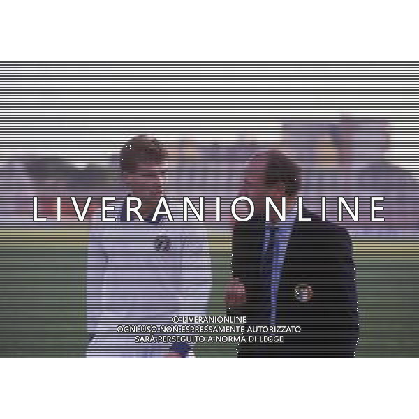 RETROSPETTIVA FRANCESCO ZANONCELLI CALCIATORE NELLA FOTO FRANCESCO ZANONCELLI CON LA MAGLIA DELLA NAZIONALE ITALIANACON L\'ALLENATORE FRANCESCO ROCCA AG ALDO LIVERANI SAS