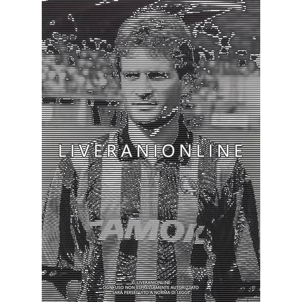 RETROSPETTIVA MAURO VALENTINI CALCIATORE NELLA FOTO MAURO VALENTINI CON LA MAGLIA DELL\'ATALANTA CALCIO AG ALDO LIVERANI SAS