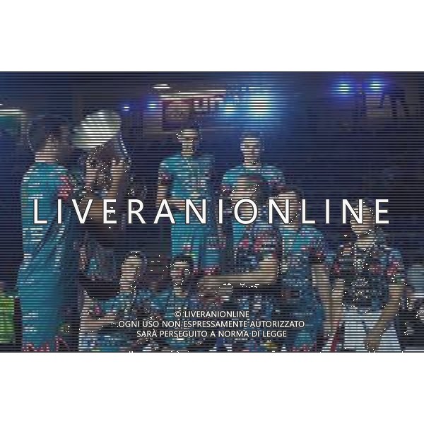 Volley Supercoppa Maschile Civitanova Marche, Italia 02/11/2019 Finale - Sir Safety Perugia vs Modena Volley Nella foto: sir safety conad 1^ classificata del monte super coppa 2019 foto loris cerqueglini-aessio marini-ag aldo liverani sas