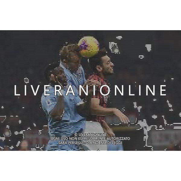 Bastos e Leiva in contrasto su Calhanoglu Milan vs Lazio Campionato Serie A TIM - 11° giornata Milano 3-11-2019 Stadio Giuseppe Meazza - San Siro foto Roberto Garavaglia - ag. Aldo Liverani sas