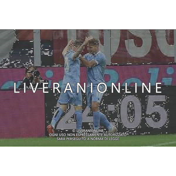 Immobile segna 1 a 0 Lazio Milan vs Lazio Campionato Serie A TIM - 11° giornata Milano 3-11-2019 Stadio Giuseppe Meazza - San Siro foto Roberto Garavaglia - ag. Aldo Liverani sas